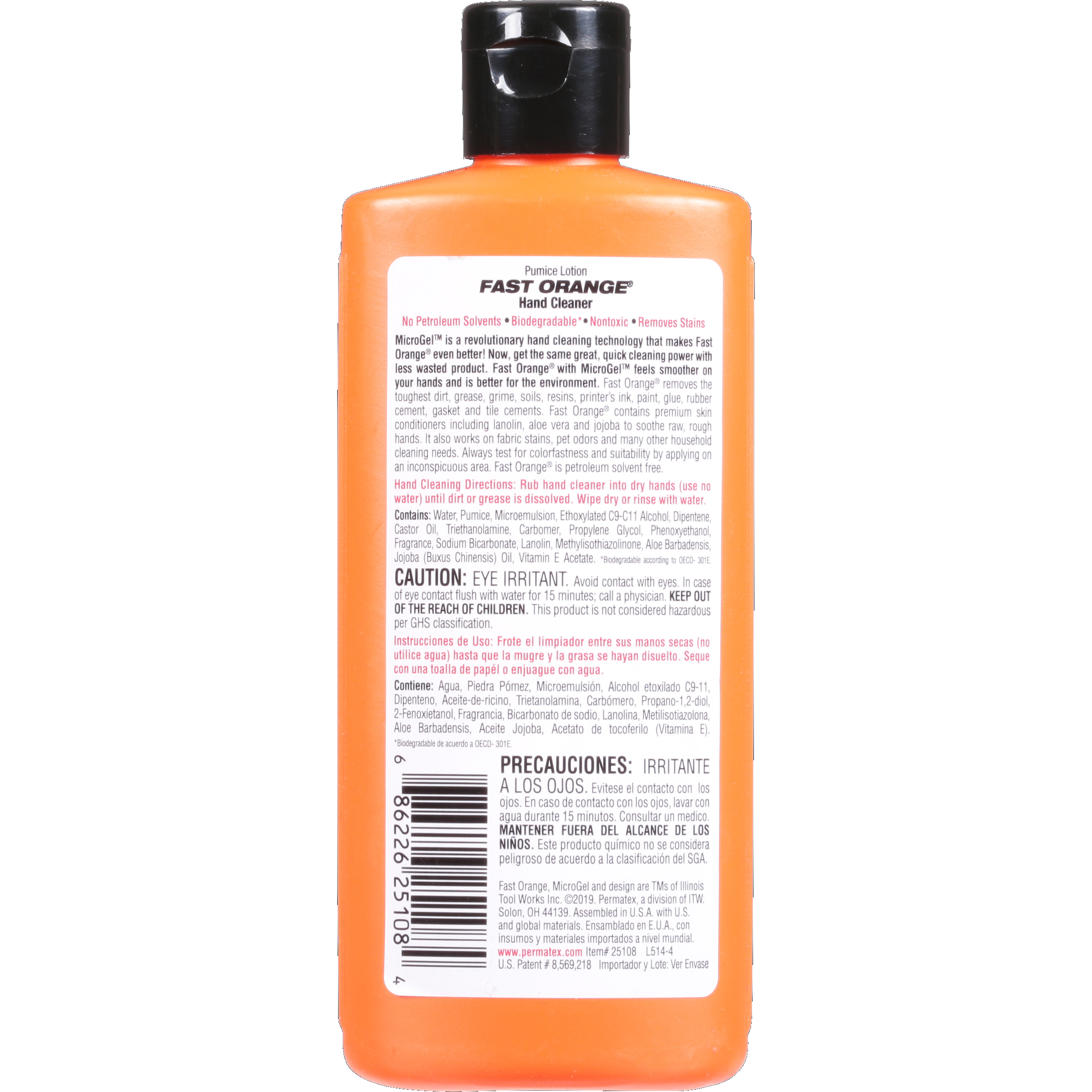 Permatex Fast Orange Fine Pumice Lotion Hand Cleaner - 7.5 Fluid Ounce (2 Pack)