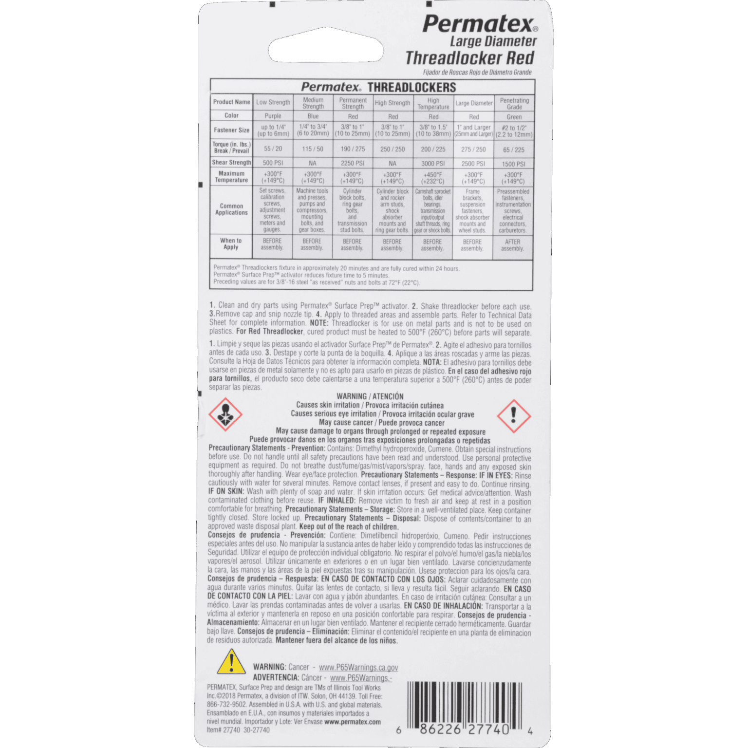 Permatex® Large Diameter Threadlocker Red, 36 ML Permatex