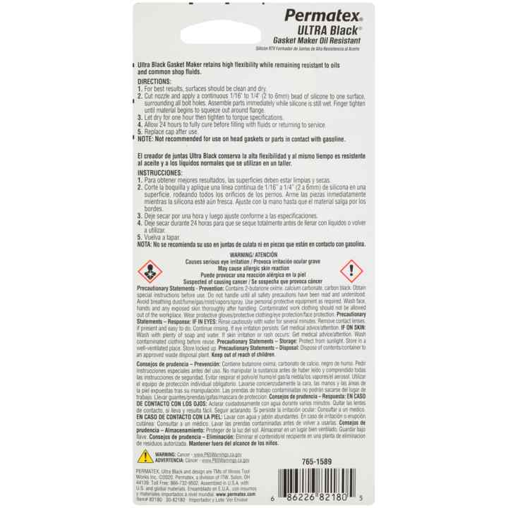 Permatex joint Noir d'étanchéité résistant a l'huile 80ml Suppra Black