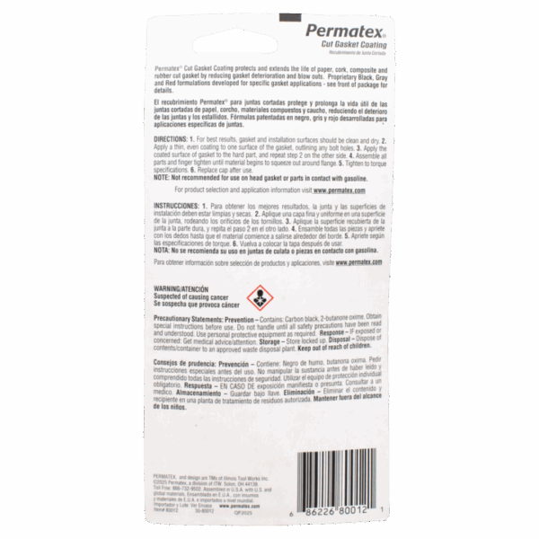Permatex® Black Cut Gasket Coating, 2 oz, 80012 - Image 2